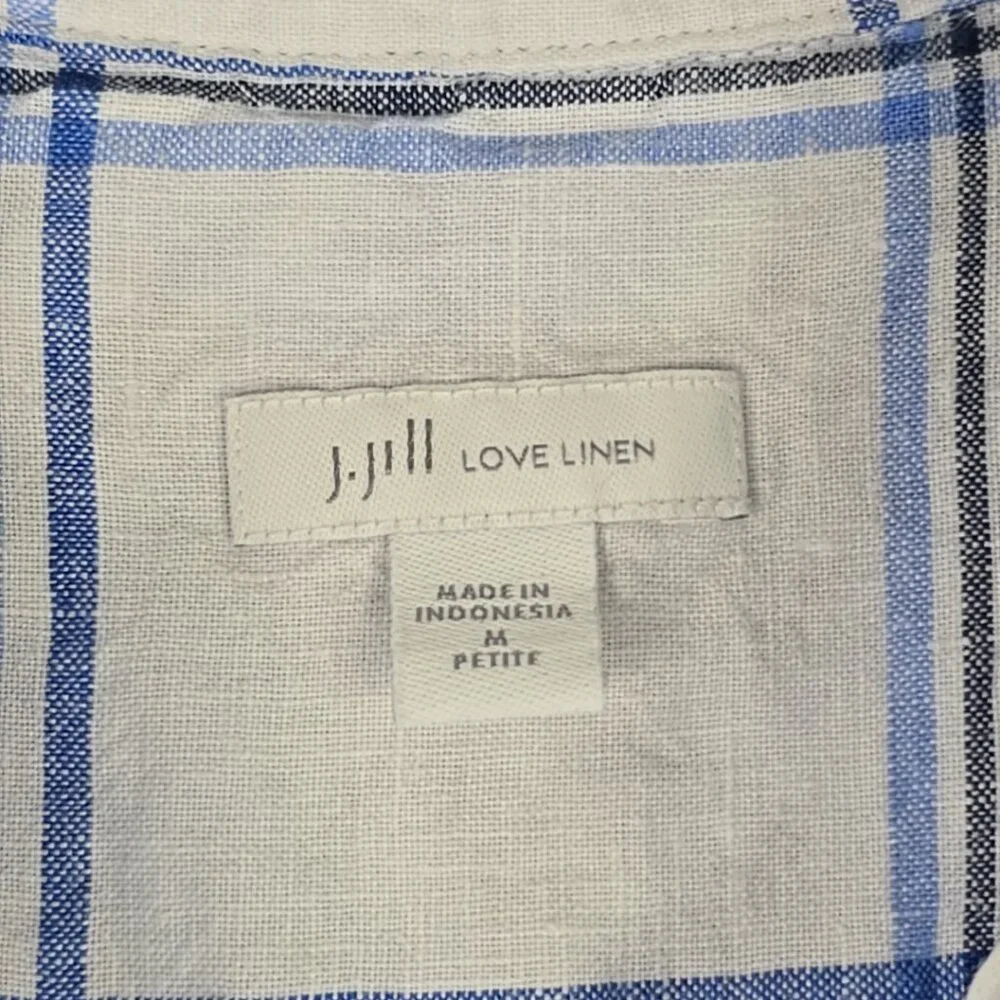 J. Jill Love Linen Plaid Full Button Up Shift‎ Dress WOMEN'S SIZE MEDIUM PETITE. - Picture 3 of 16